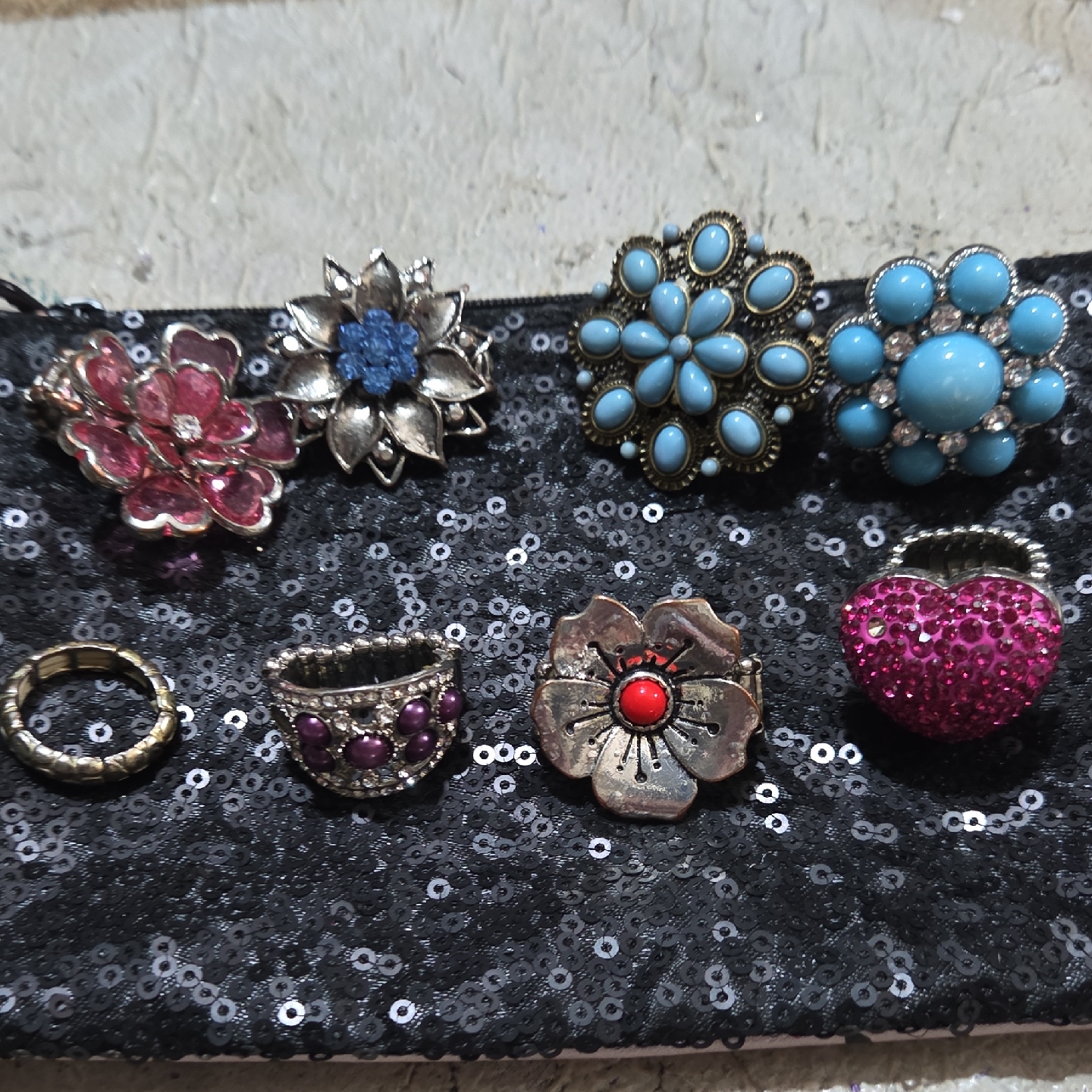8 Vintage 14kgp Strech Rings
